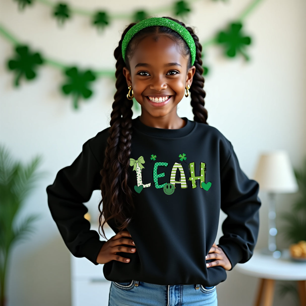 St Patty's sweatshirt personalized with name. St Patty's girls.