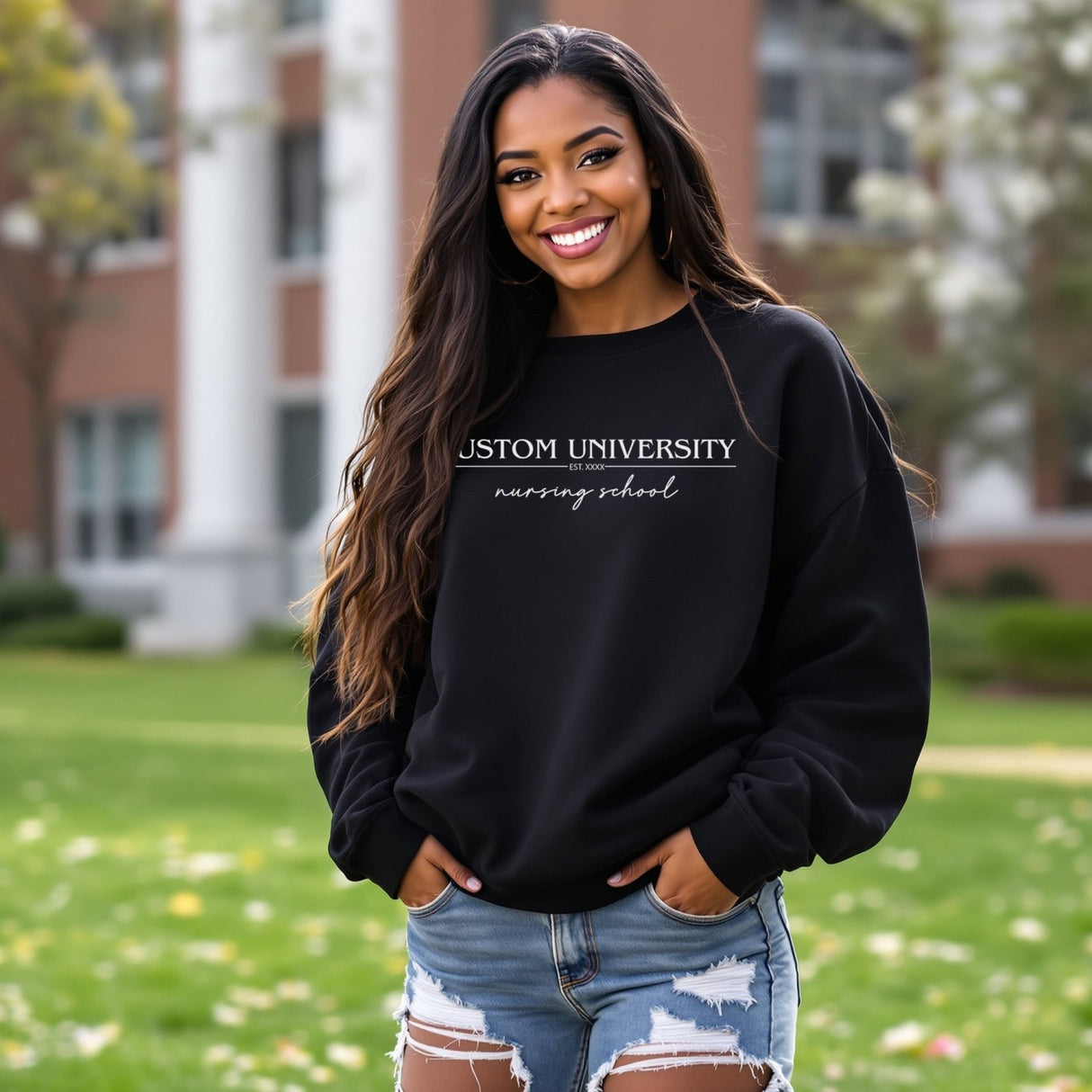 School Major Custom College Sweatshirt, Personalized Gifts for College Students - Gifts Are Blue