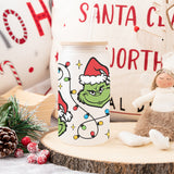 16 oz The Grinch Frosted Iced Coffee Cup for the Holidays - Tumbler with Lid and Straw