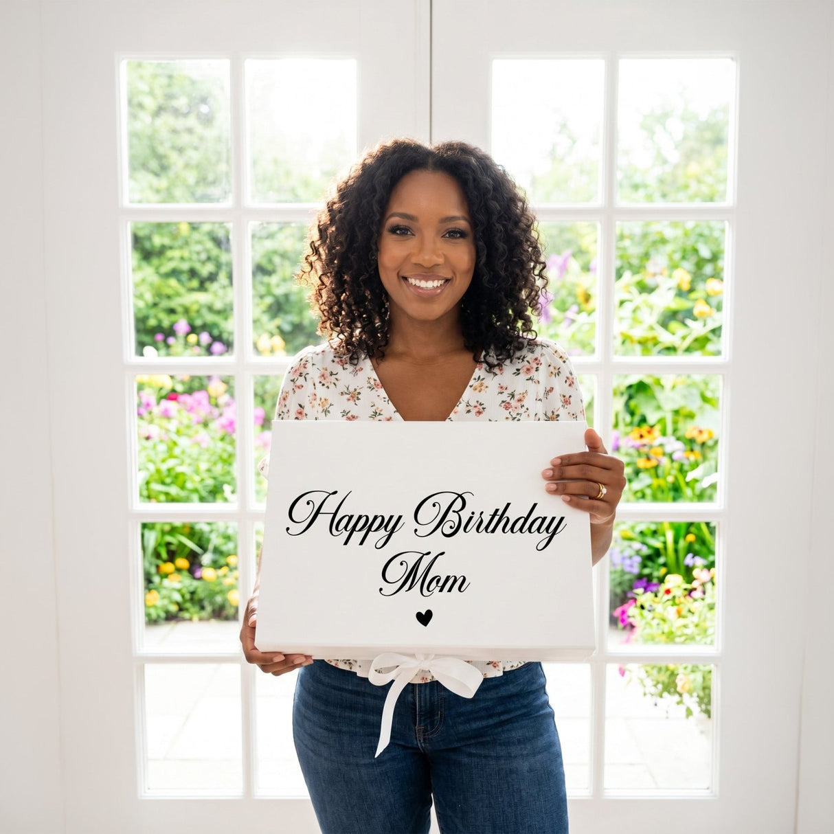 Happy Birthday Gift Box for Her with custom text and design.