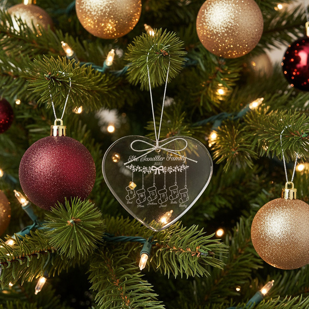 Christmas Stockings Personalized Crystal Ornament with Gift Box for Family, Variety of Shapes