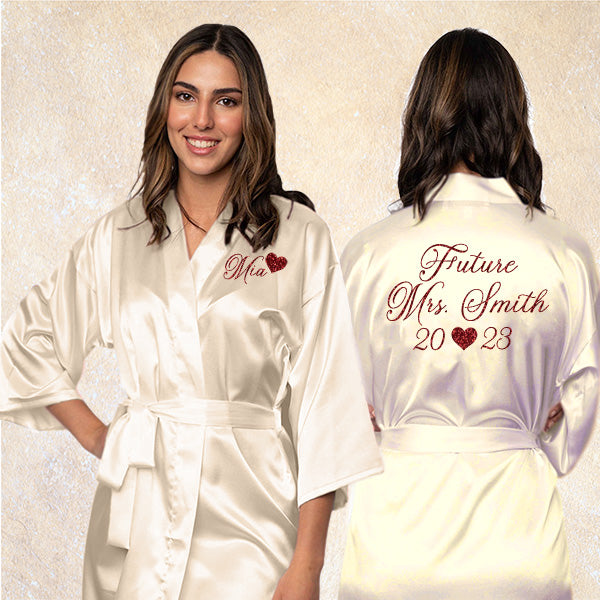 Heart Template Personalized Getting Ready Robes for Women and Girls