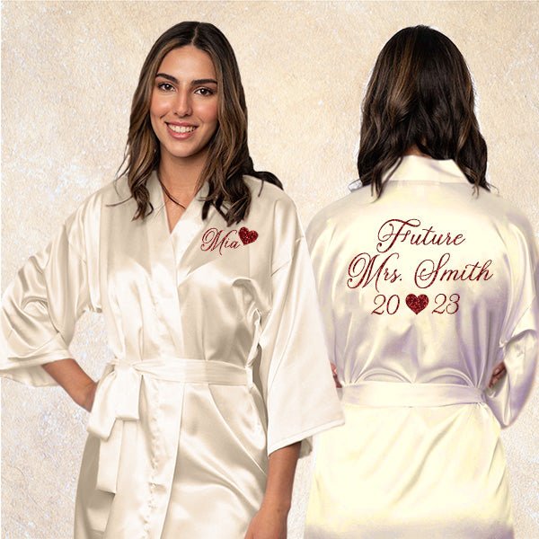 Heart Template Personalized Getting Ready Robes for Women and Girls - Gifts Are Blue