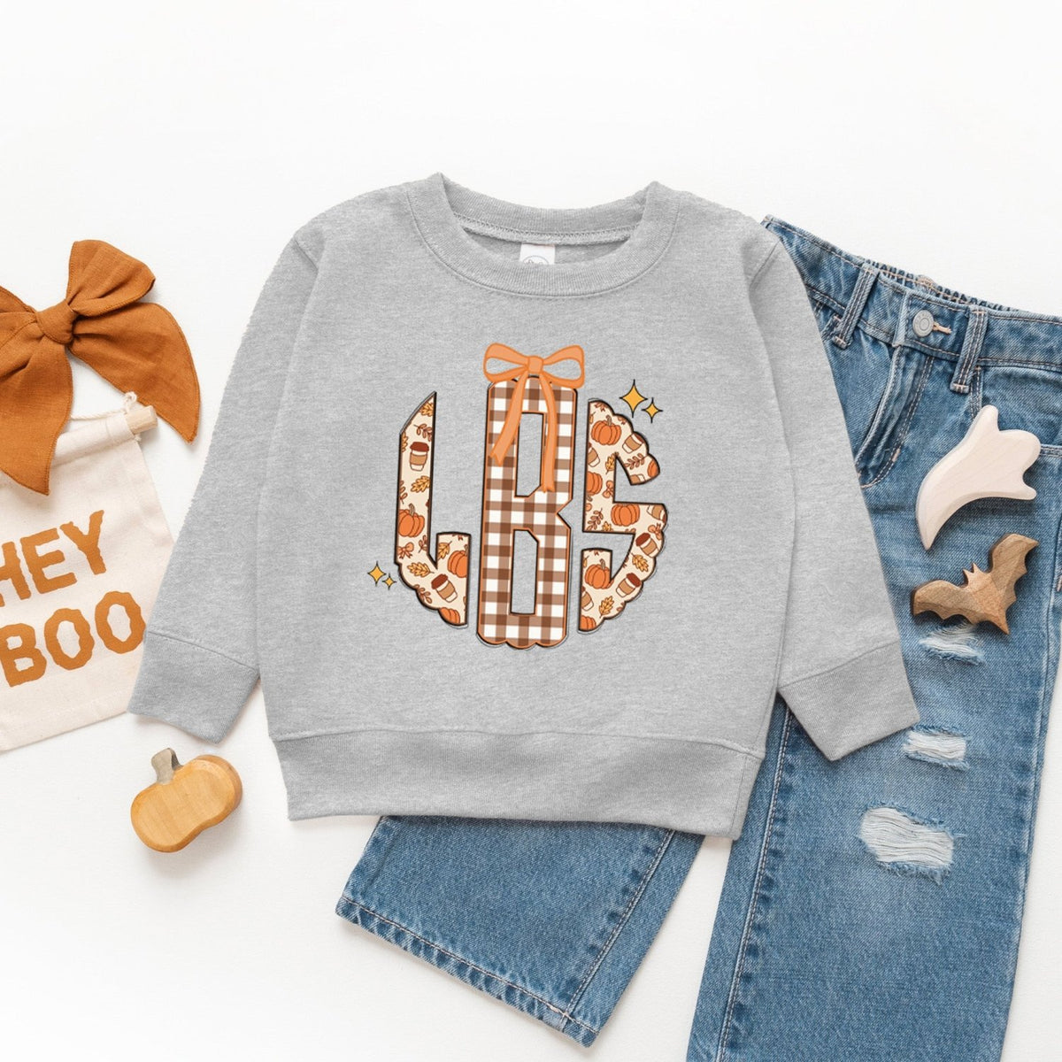 Personalized Fall Monogram Sweatshirts for Girls, Cute Kids Fall Sweaters - Gifts Are Blue
