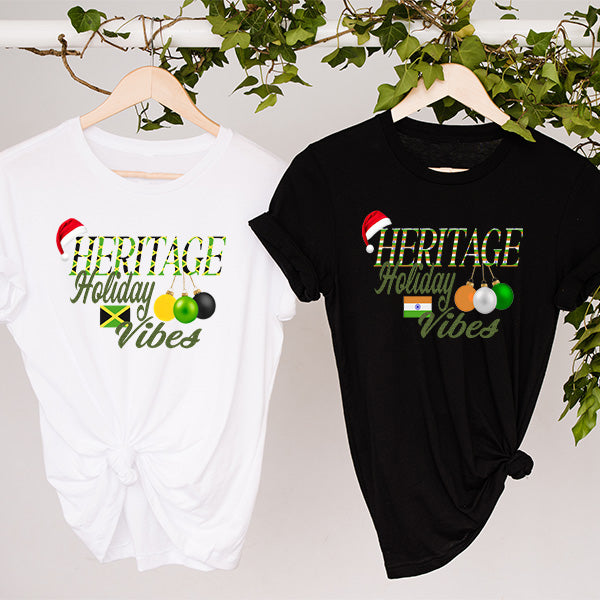Country pride Christmas Shirts to represent your home and birthplace during the holiday season. These represent India and Jamaica. all SKUs