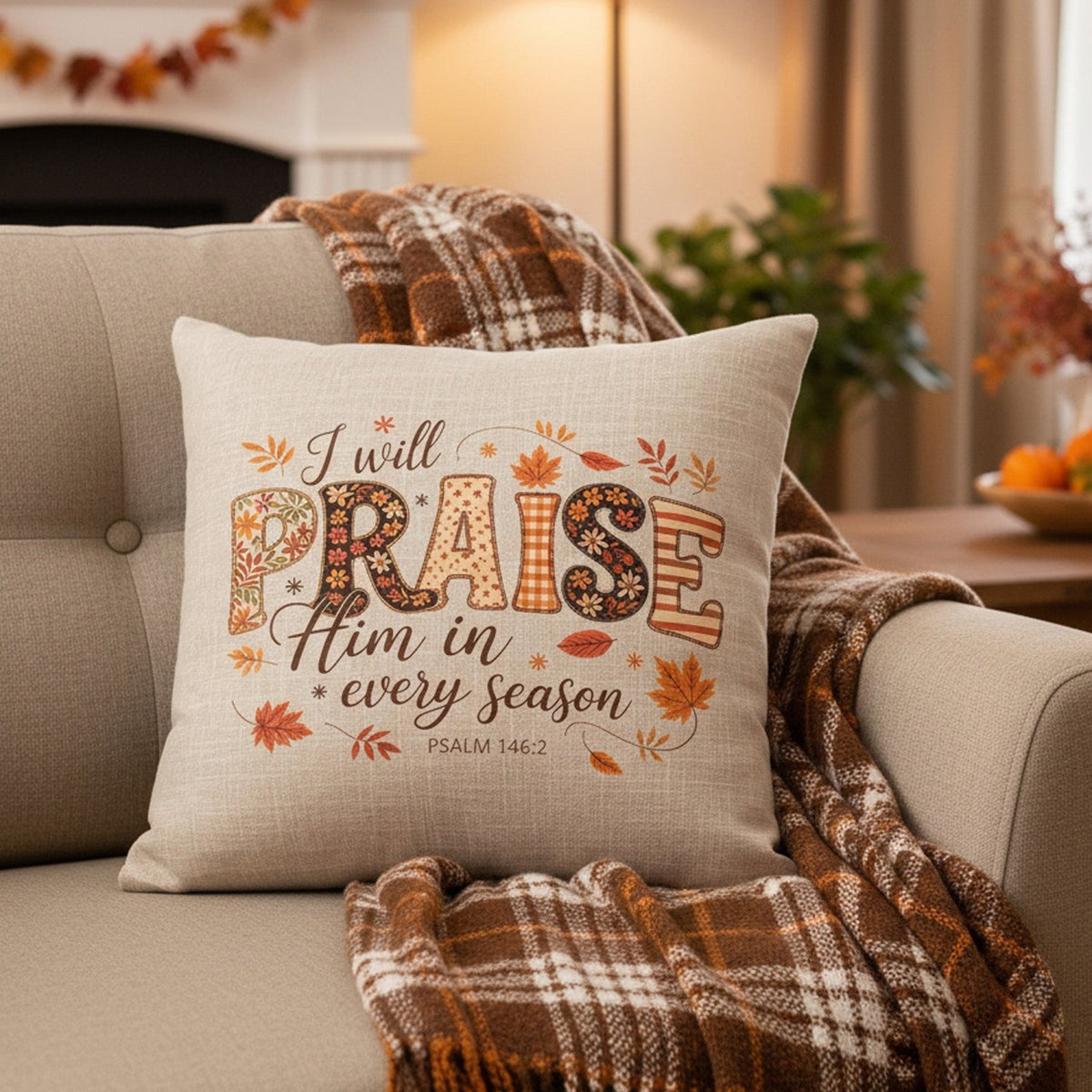 Multi Design Religious Fall Linen Throw Pillows for Couch, Set of 2, 3, and 4, Autumn Decoration - Gifts Are Blue
