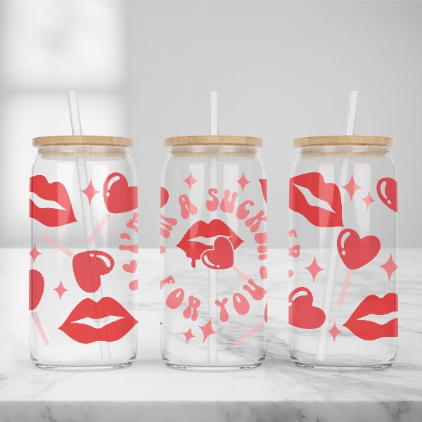 Valentines Day Glass Iced Coffee Tumblers in Multiple Designs - Gifts Are Blue