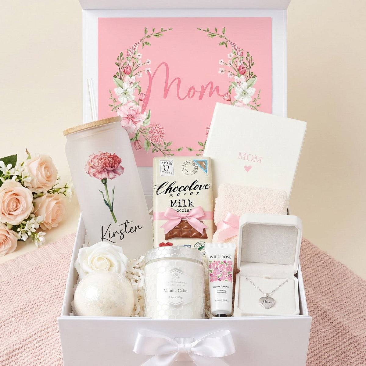 Bloom and Beloved Personalized Gift Box for Mom - Birth Month Flower Tumbler - Gifts Are Blue