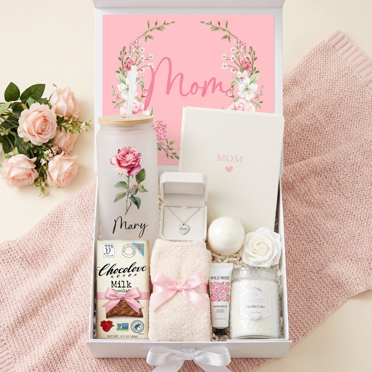 Bloom and Beloved Personalized Gift Box for Mom - Birth Month Flower Tumbler - Gifts Are Blue
