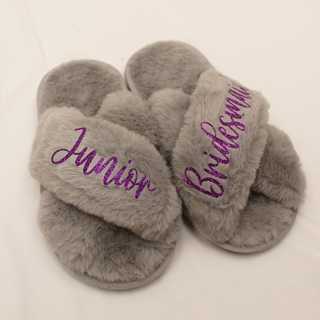 Cute and Fluffy Girls Personalized Slippers for Birthday Gifts and Dance Recitals - Gifts Are Blue