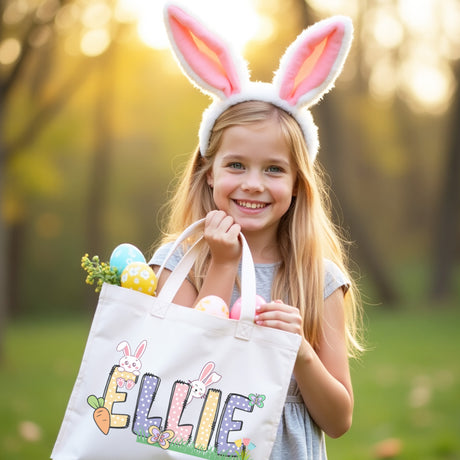 Perfect gift for her. Perfect gift for him. Easter egg hunting tote. Easter basket for children .