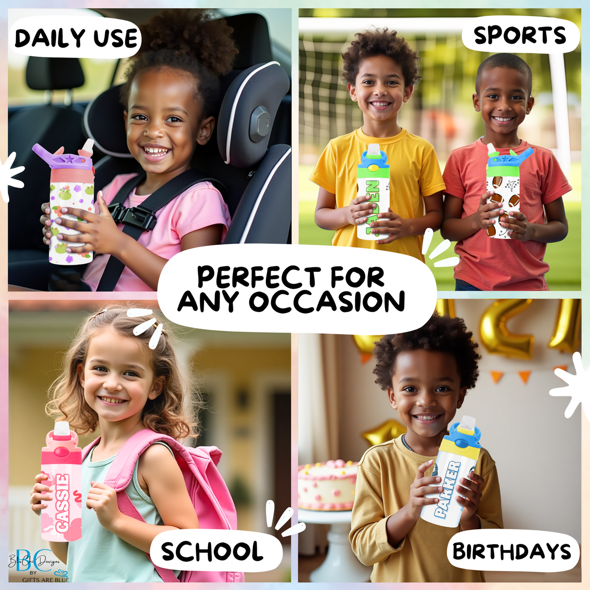 Kids Shark Water Bottle with Name, Personalized Cup for Back to School Gifts