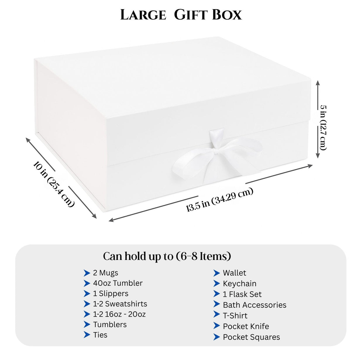Multi Design Personalized Empty Mom Gift Box w Magnetic Lid, Bow and Crinkle Paper - Gifts Are Blue