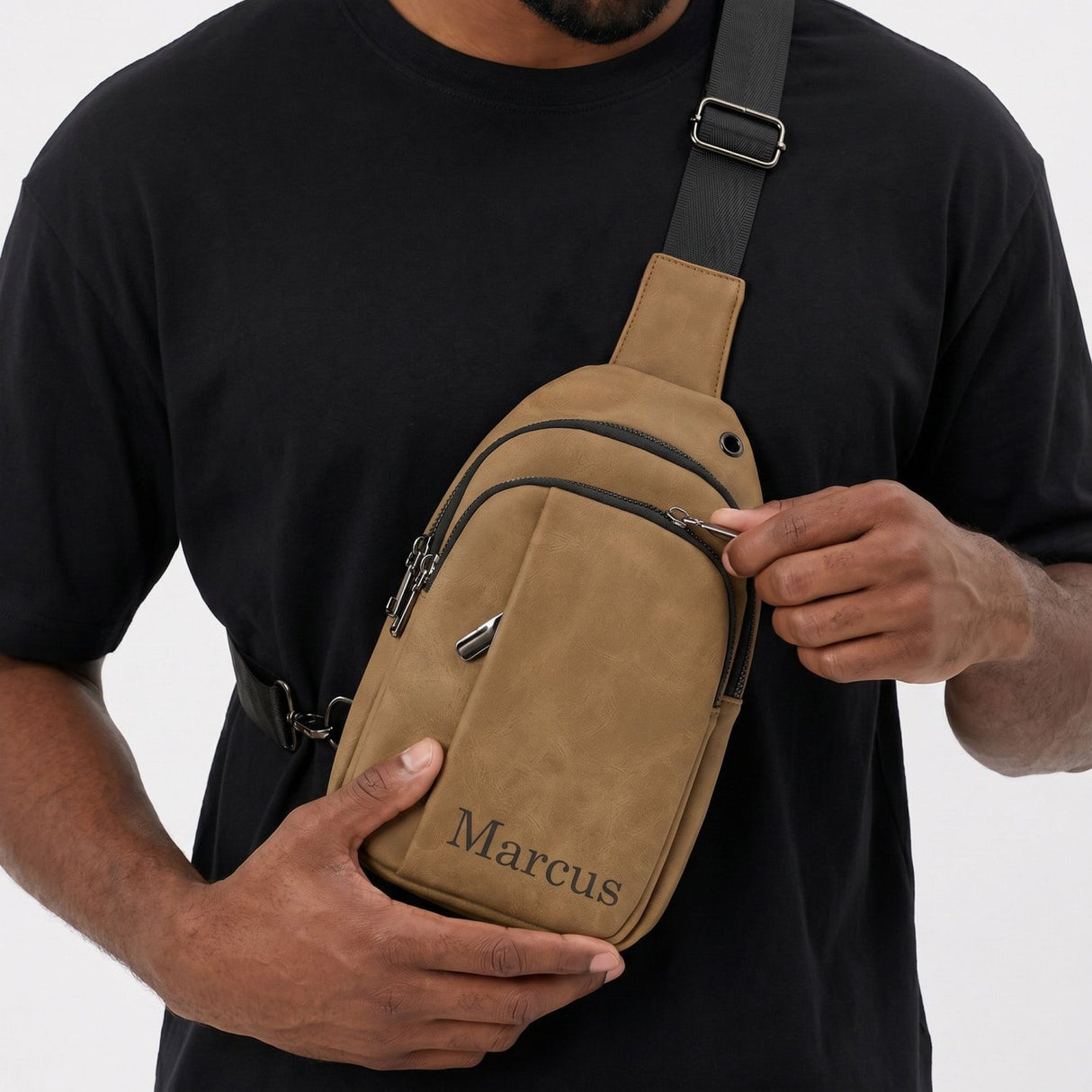 Explorer Custom Sling Bags for Men Engraved with Monogram or Name - Gifts Are Blue