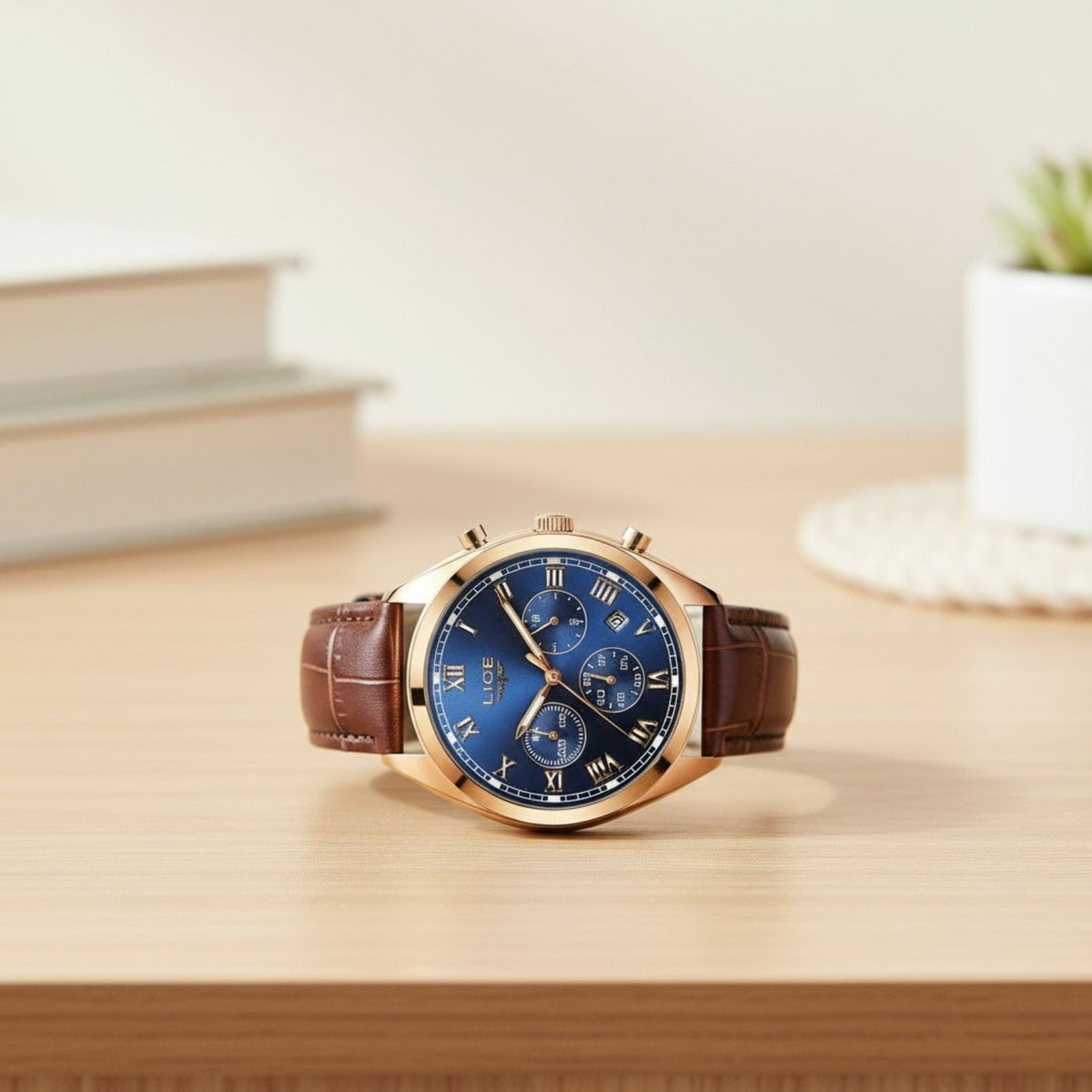 LIGE High End Luxury Mens Watch with Blue Face, 30M Waterproof - Gifts Are Blue