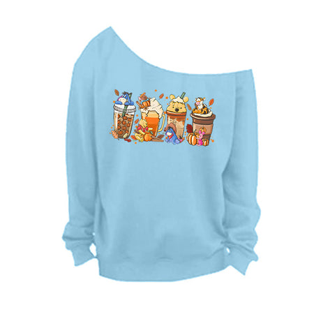 Light Blue Off The Shoulder Sweatshirt