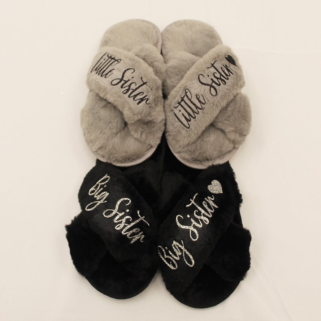 Cute and Fluffy Girls Personalized Slippers for Birthday Gifts and Dance Recitals - Gifts Are Blue