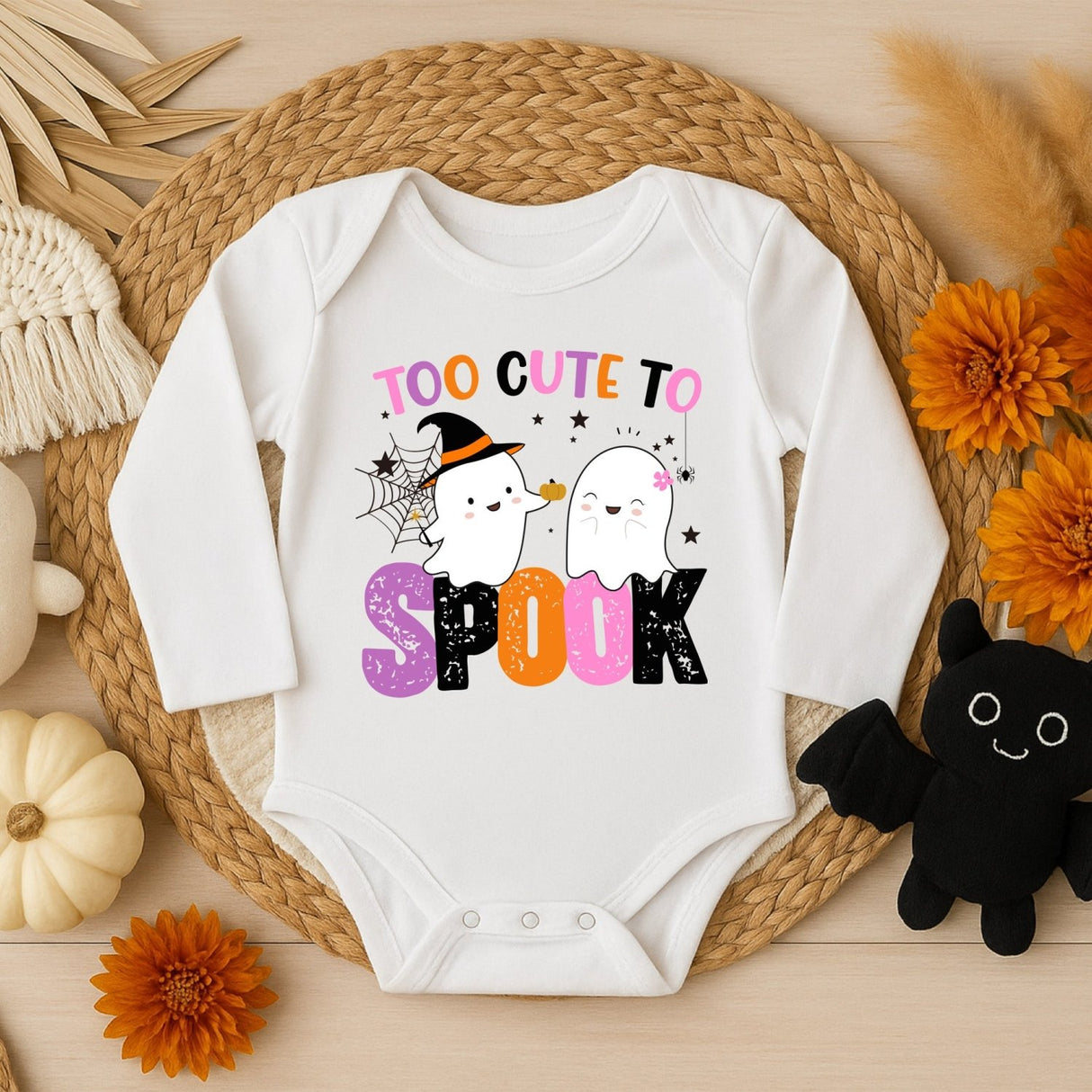 Adorable Too Cute to Spook Onesie for Babies, Halloween Onesies for Infants - Gifts Are Blue
