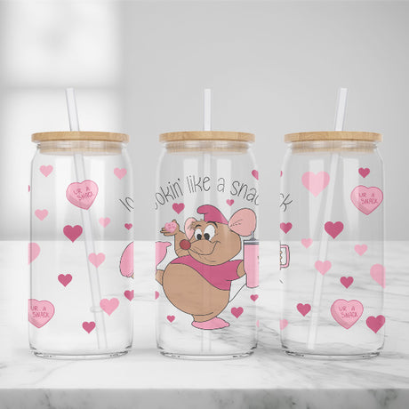 Cute and Humorous Valentines Day Glass Iced Coffee Tumblers in Multiple Designs