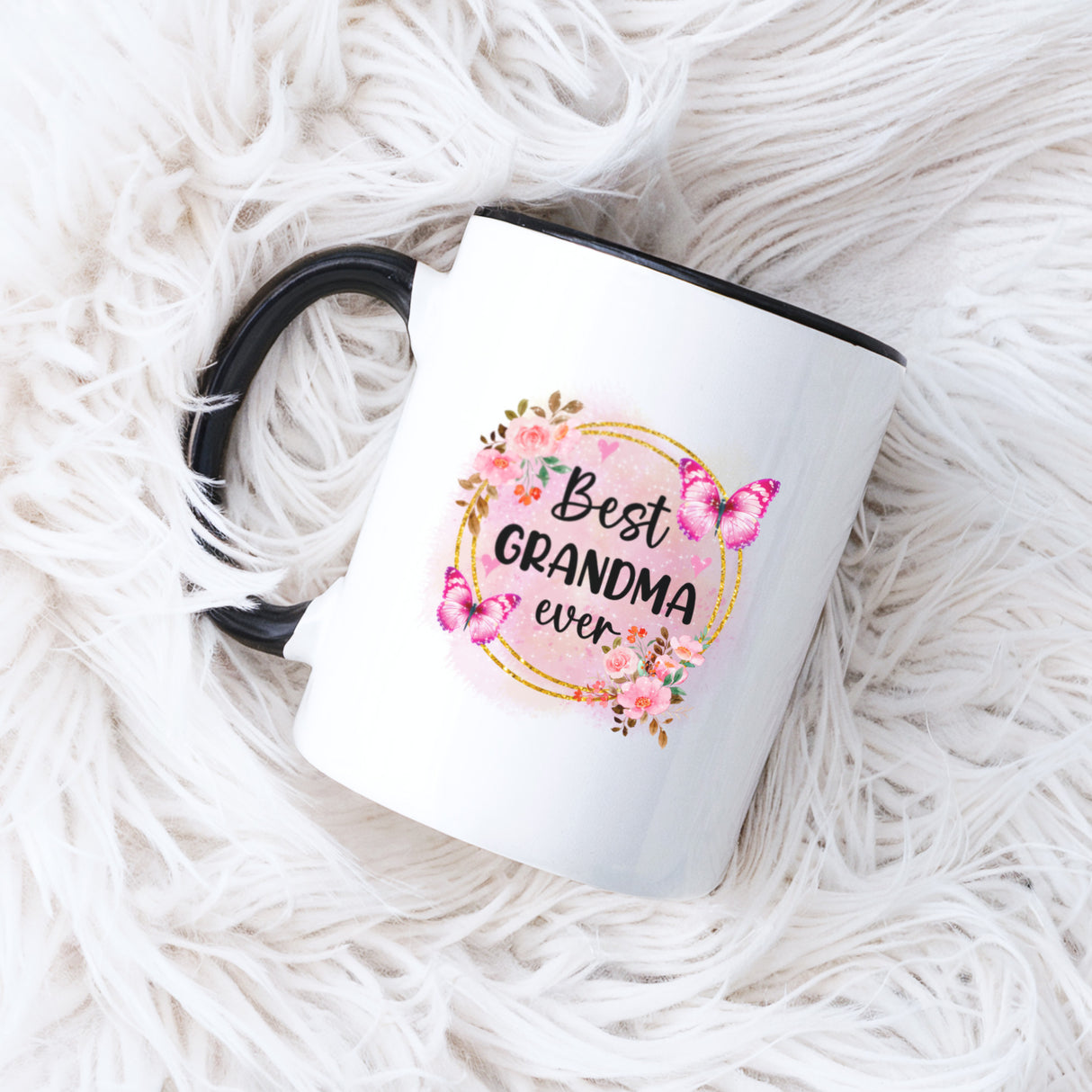 Personalized Best Mom Ever mug featuring a floral design, the perfect custom gift for mom, nana, or birthday gift for grandma.