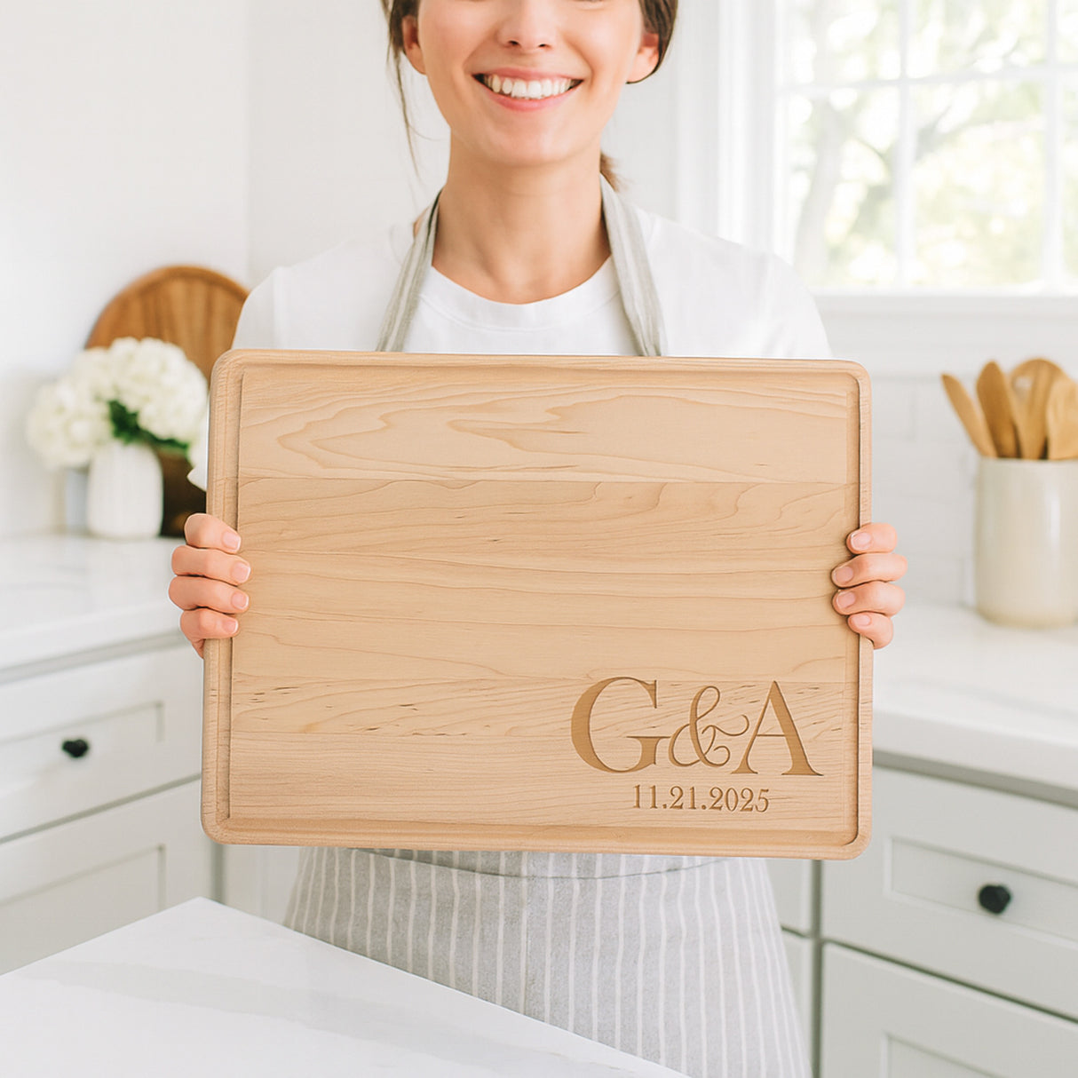 Personalized cutting board gifts for couples, anniversary presents and custom wedding gift.