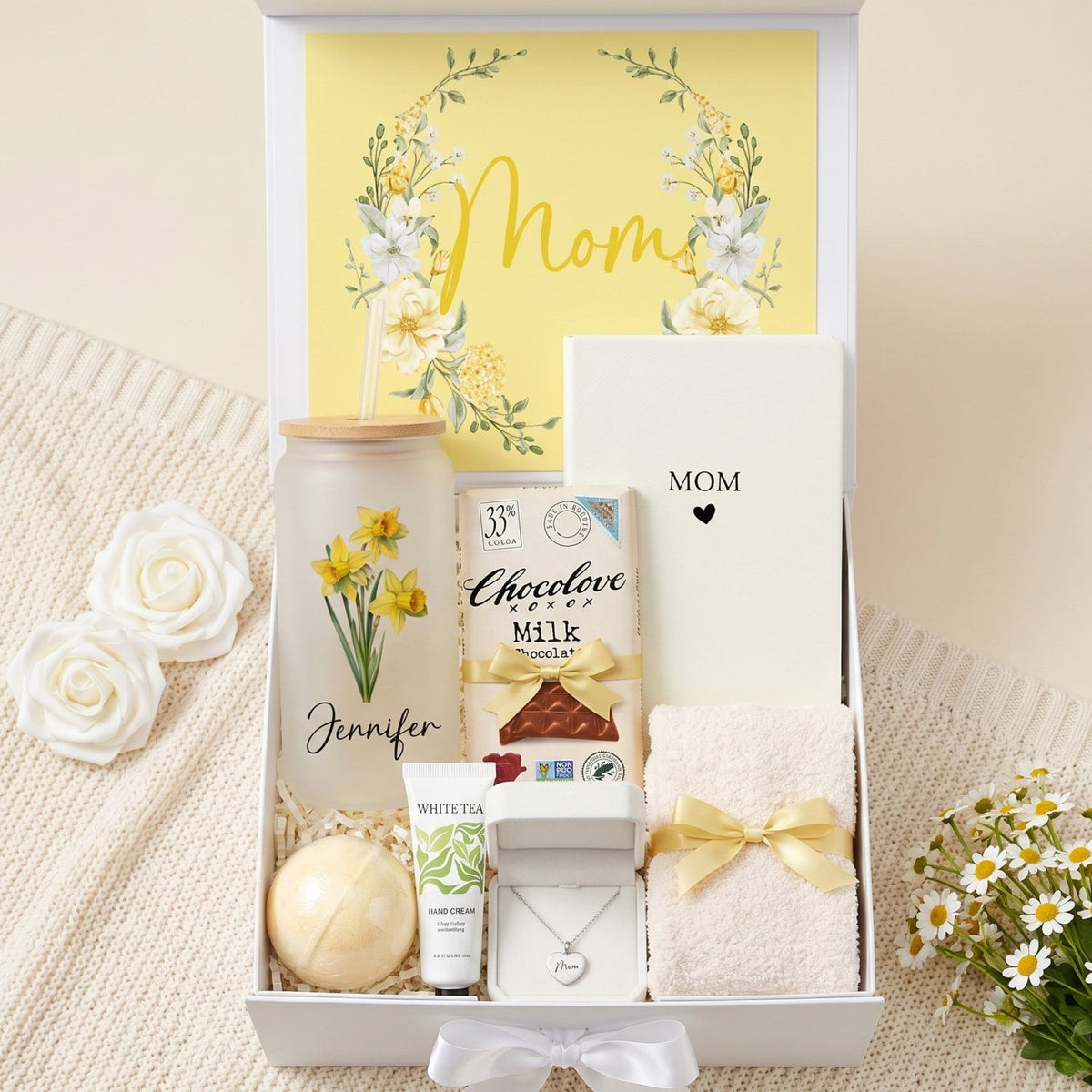 Bloom and Beloved Personalized Gift Box for Mom - Birth Month Flower Tumbler - Gifts Are Blue