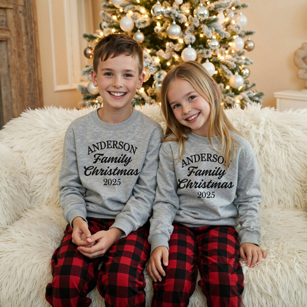 Classic Matching Family Christmas Pajamas Set for Kids and Adults - Gifts Are Blue