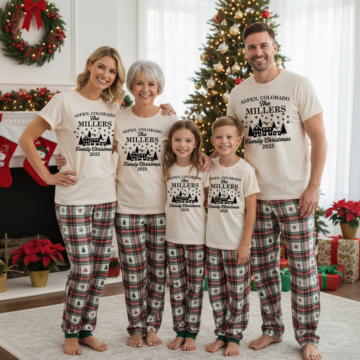 Holiday Town Personalized Family Christmas Shirts with Name and Location