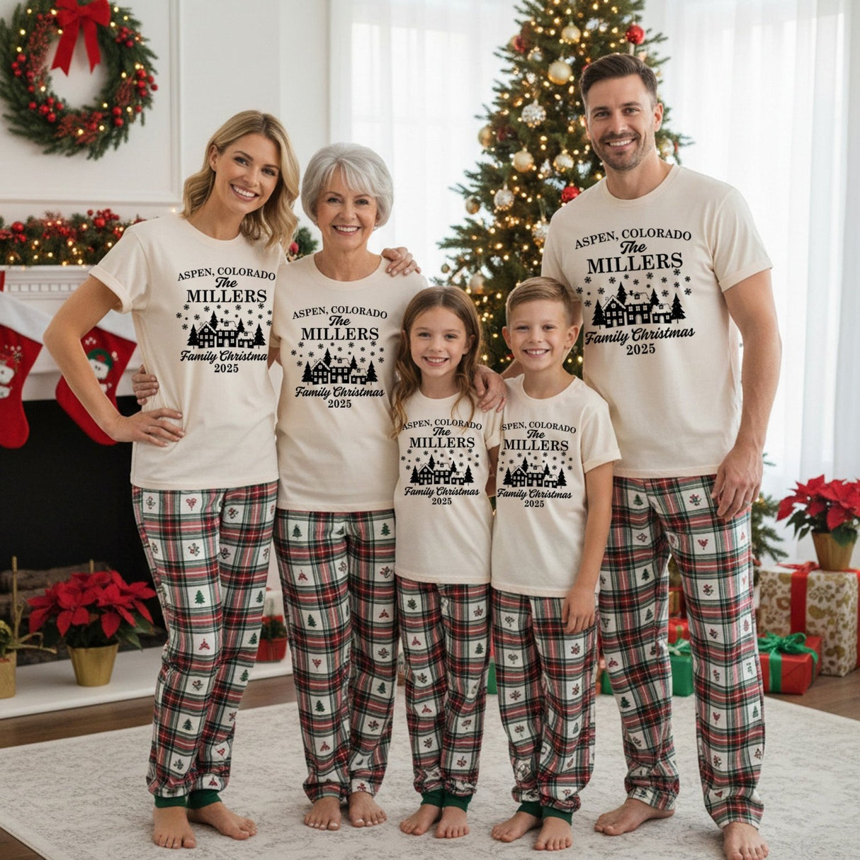 Holiday Town Personalized Family Christmas Shirts with Name and Location - Gifts Are Blue