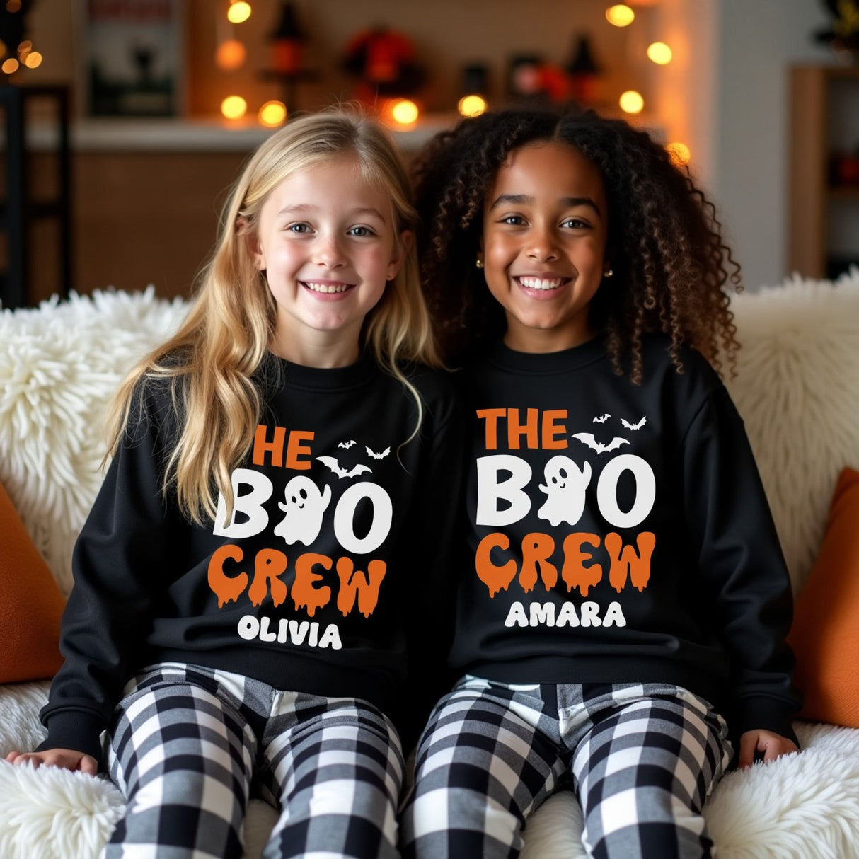 The Boo Crew Personalized Matching Family Halloween Pajamas Set for Youth and Adults - Gifts Are Blue