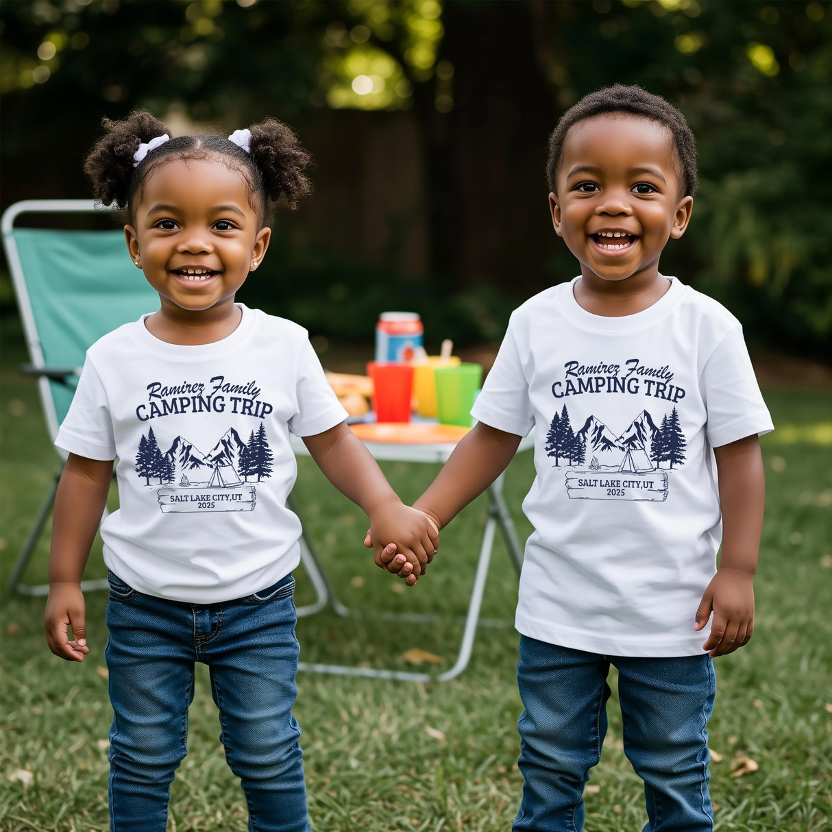 Durable custom family camping tees matching for hiking, camping trips, and memorable outdoor family events.