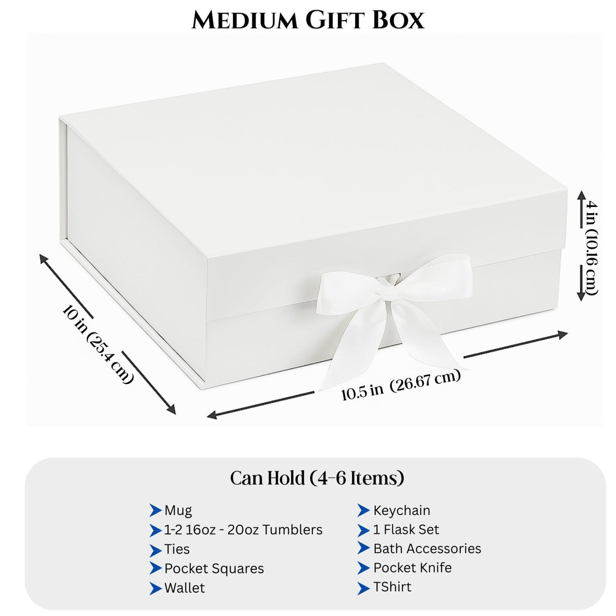 Multi Design Personalized Empty Mom Gift Box w Magnetic Lid, Bow and Crinkle Paper - Gifts Are Blue