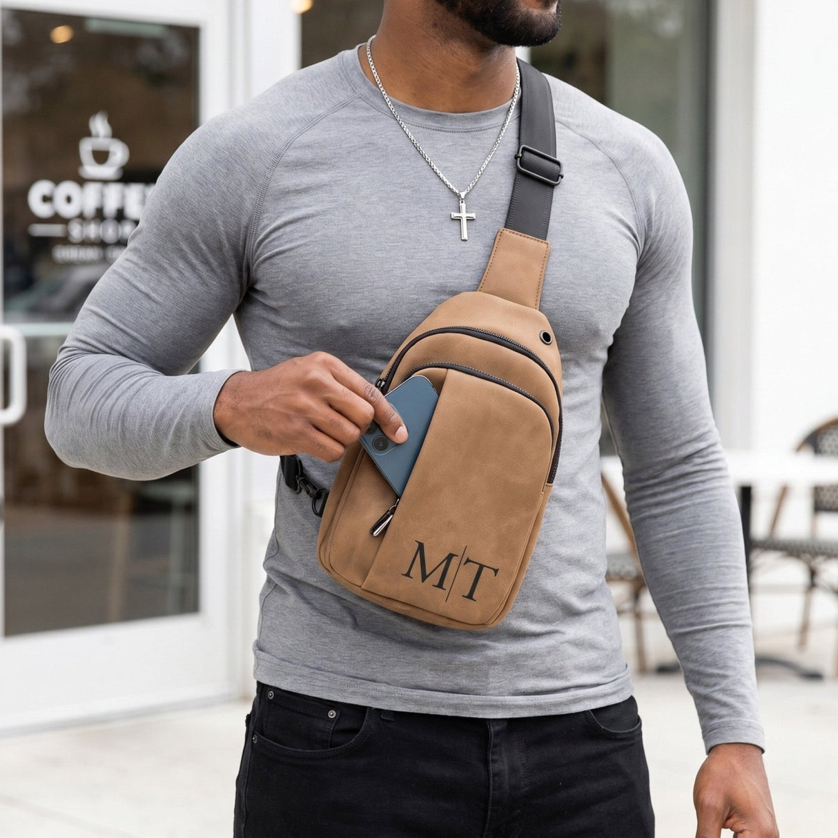 Explorer Custom Sling Bags for Men Engraved with Monogram or Name - Gifts Are Blue