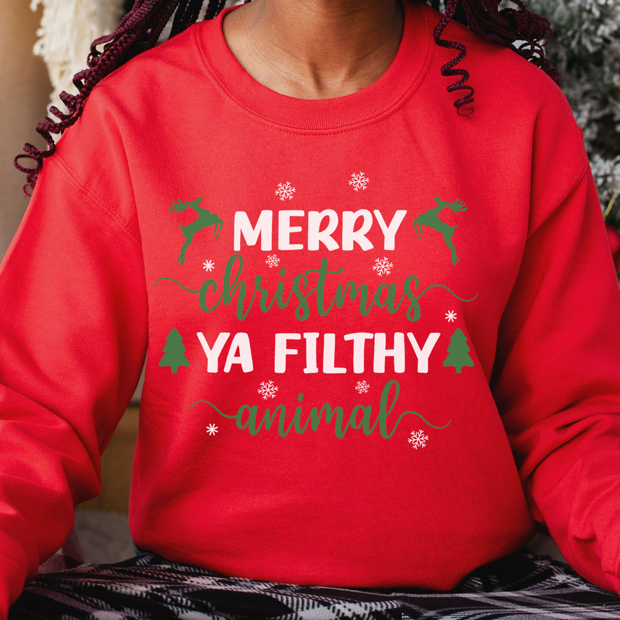 Funny Merry Christmas Ya Filthy Animal Sweatshirt for the Holidays