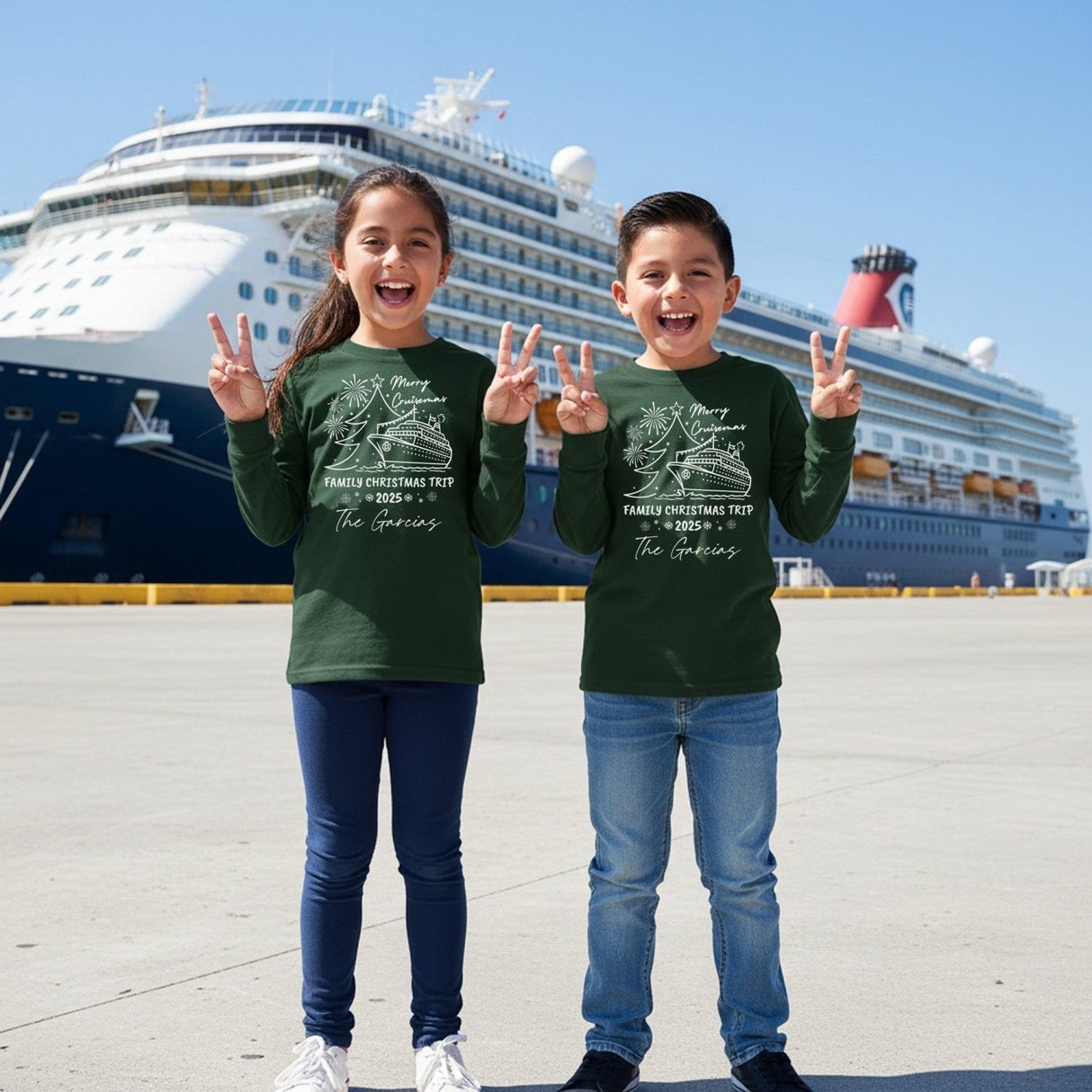 Merry Cruisemas Personalized Family Christmas Vacation Shirts with Name - Gifts Are Blue