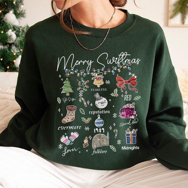 Merry Swiftmas Taylor's Version Sweatshirt for Swifties - Gifts Are Blue
