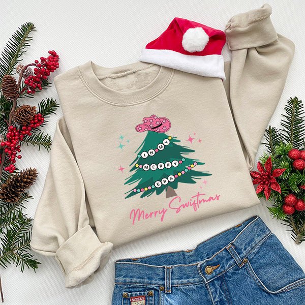 Merry Swiftmas Friendship Bracelet Christmas Sweatshirt for - Gifts Are Blue
