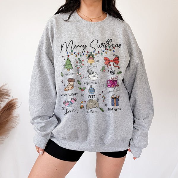 Merry Swiftmas Taylor's Version Sweatshirt for Swifties - Gifts Are Blue