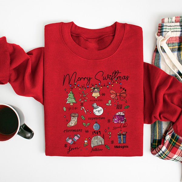 Merry Swiftmas Taylor's Version Sweatshirt for Swifties - Gifts Are Blue