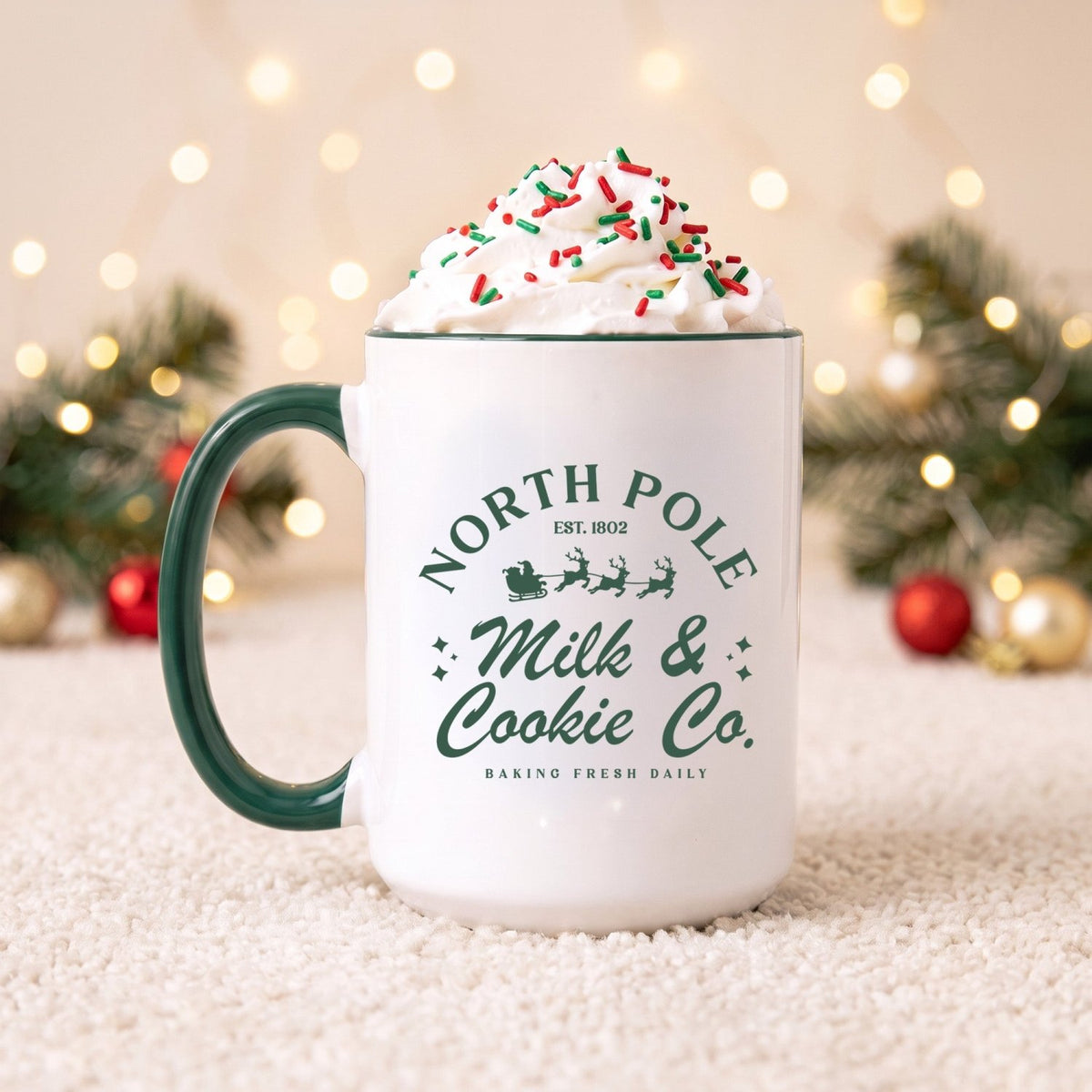 North Pole Milk & Cookie Co. Christmas Mug - Gifts Are Blue