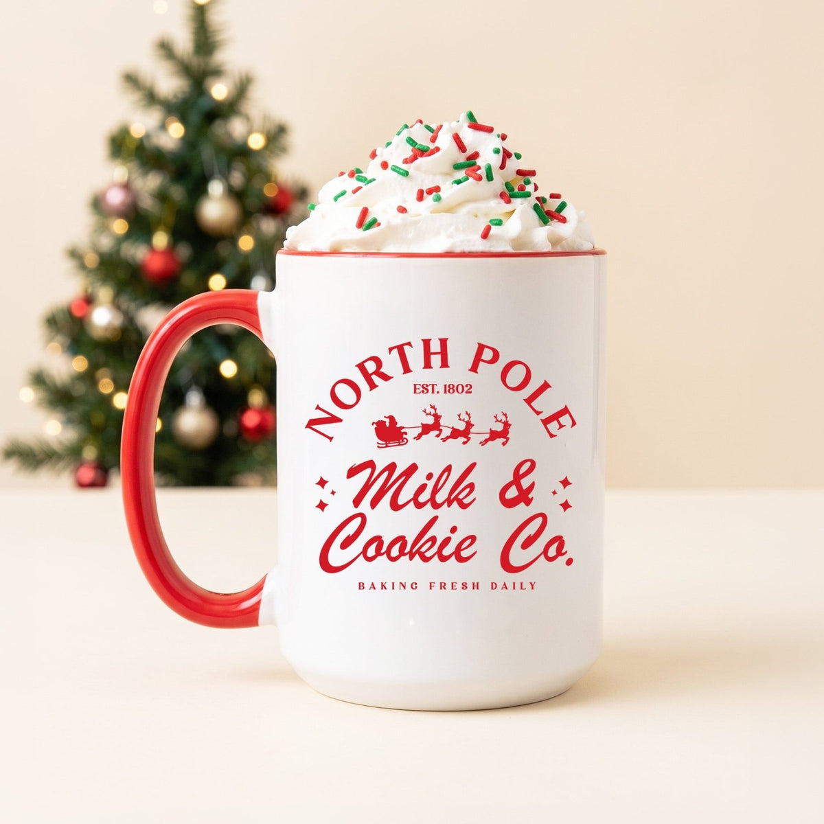 North Pole Milk & Cookie Co. Christmas Mug - Gifts Are Blue