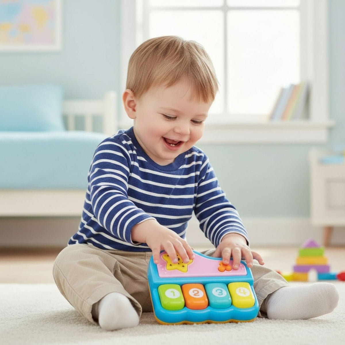 Mini Explorers Mini Music Piano with 4 Sound Modes - Gifts Are Blue