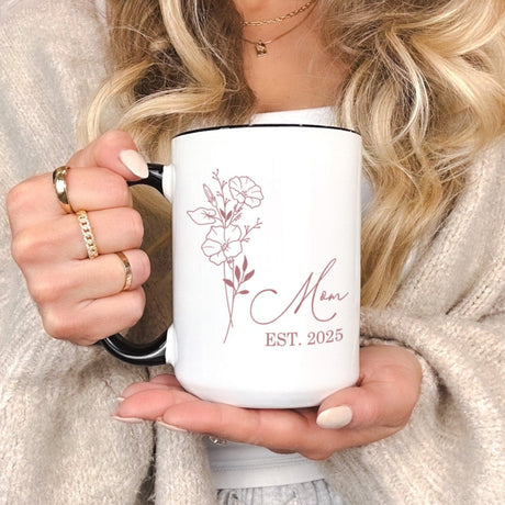 Custom Birth Month Mug for Her Unique Gift Idea for Mama Wife or Daughter for Christmas or Mother’s Day.