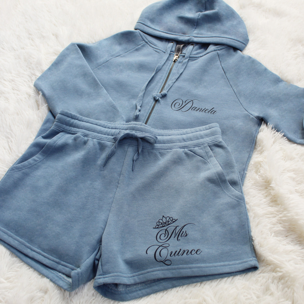 Two-piece lounge set for Quinceanera.