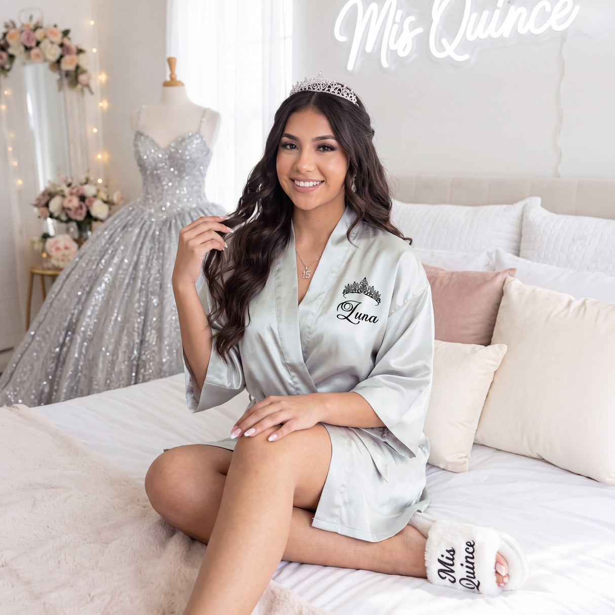 Classic Princess Quince Robe Personalized, Quinceanera Gift