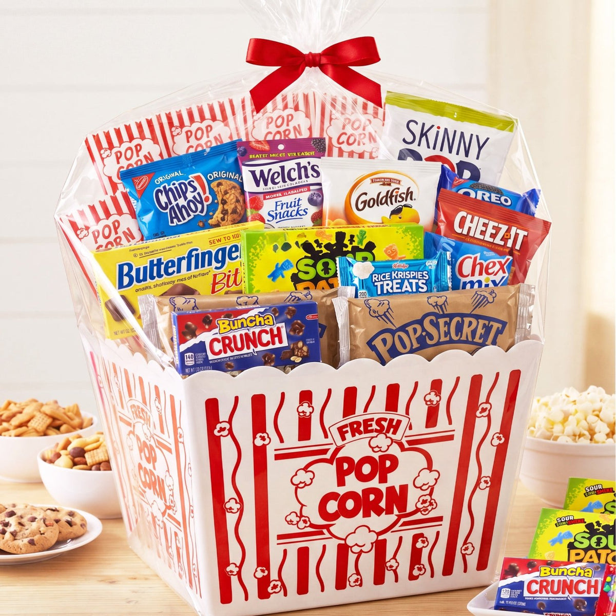 Movie Theater Night Snack Bucket Bundle – Popcorn, Candy & Snacks for 4–8 People - Gifts Are Blue