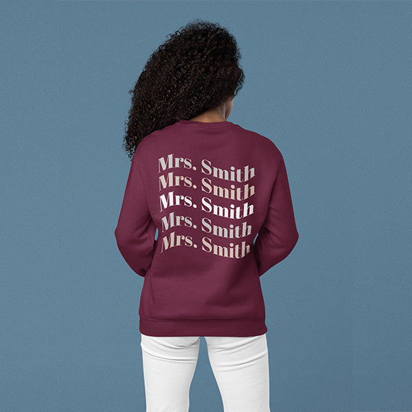 Mrs. Sweatshirt with New Last Name/Bride & Wife Gift for Wedding Honeymoon or Anniversary