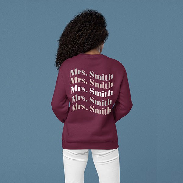 Mrs. Sweatshirt with New Last Name/Bride & Wife Gift for Wedding Honeymoon or Anniversary - Gifts Are Blue