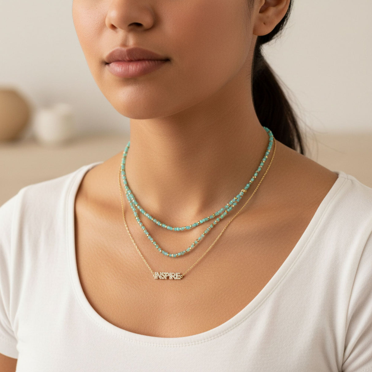 Inspire Necklace, Myra Bags, Blue and Gold