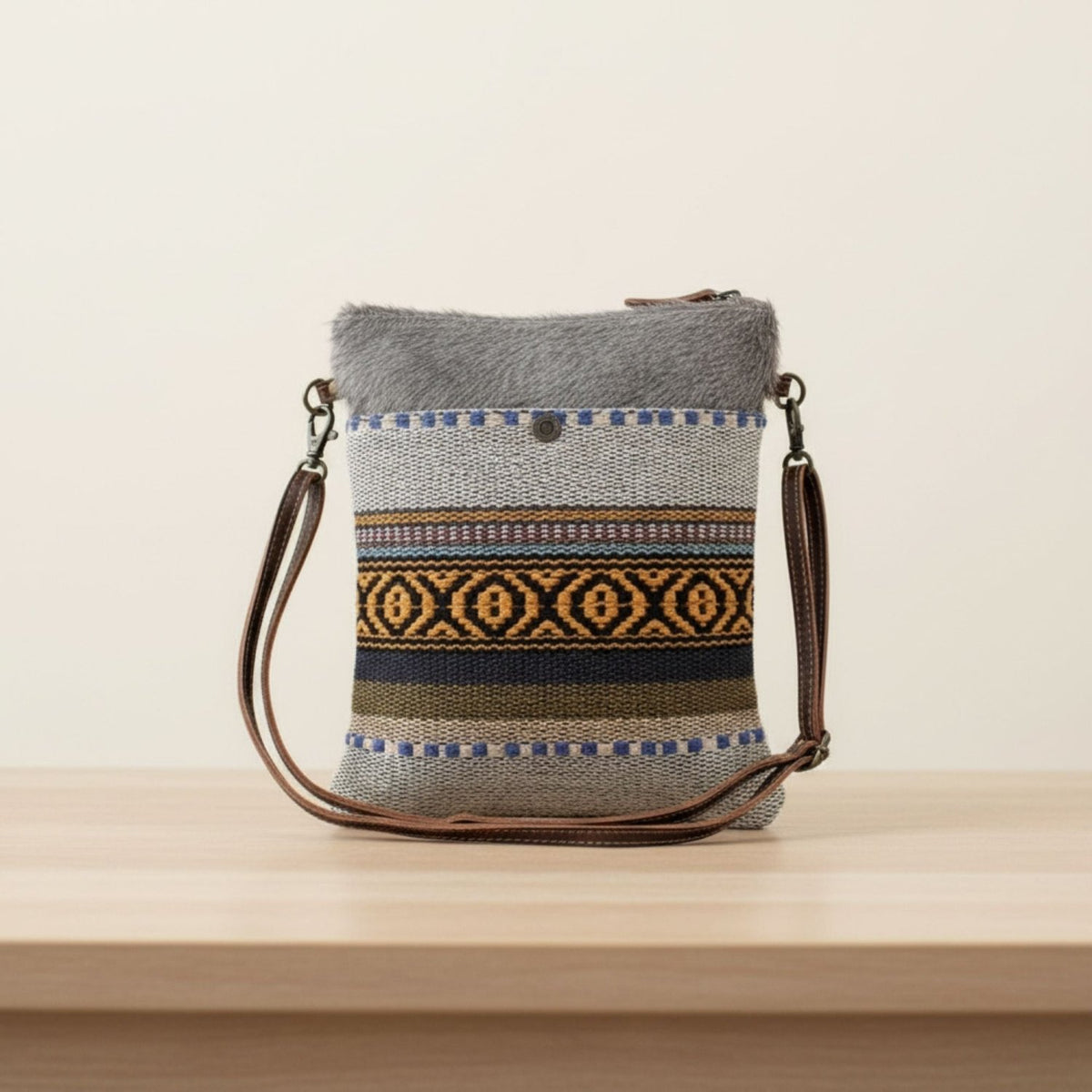 Myra Bag Tribal Pattern Small & Crossbody Bag, Grey - Gifts Are Blue